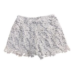 Adiva womens shorts size small blue and white strip with lace over it